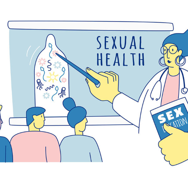 Illustrated sexual health class on "https://sexualhealth.website/our-services/"